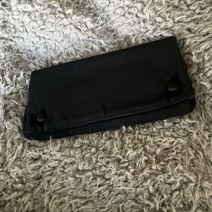 Black satin matte clutch purse & coin pouch formal envelope wristlet HL USA